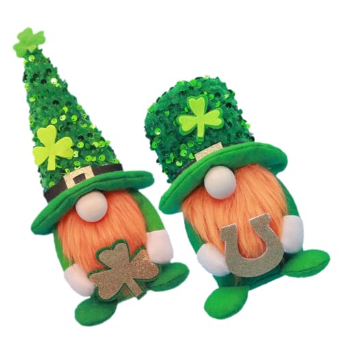 Vaguelly 2 Stück Paillettenhut -Puppen -Ornamente Zwerge Plüsch Gartenzwerg Wichteldekorationen für zu Hause Party- -Puppe st. Patricks Day Plüschpuppe Stoff von Vaguelly