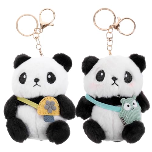 Vaguelly 2 Stück Panda-Schlüsselanhänger Kuscheltier Tierschlüsselanhänger Dekorationsbeutelanhänger schöner Plüsch-Schlüsselanhänger Rucksackanhänger Plüsch Schlüsselanhänger PP Baumwolle von Vaguelly