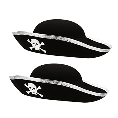 Vaguelly 2 Stück Piratenhut mit Muster Captain Kostüm Mütze für Erwachsene und Piratenhut Cosplay Zubehör für Halloween Karneval Theater und Party von Vaguelly