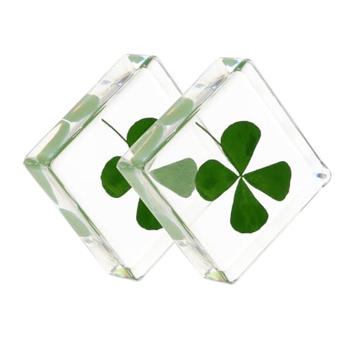 Vaguelly 2 Stück Resin Kleeblatt Glücksornament Tischdekoration für Zuhause und Büro Glücksbringer aus Resin Einzigartiges Design für Positive Energie und von Vaguelly