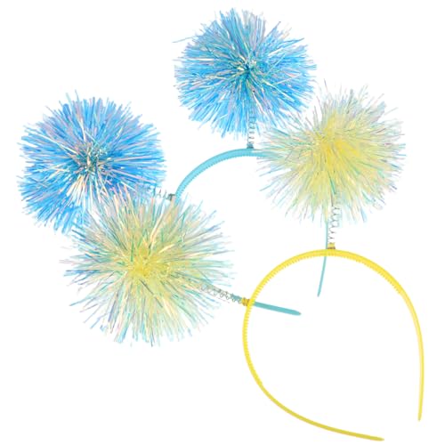 Vaguelly 2 Stück Teiliges Pailletten Haarreif mit Bunten Tinsel Pompons Leichter Komfortabler Kopfschmuck für Damen und Mädchen für Geburtstagsfeiern und Festliche Partys von Vaguelly