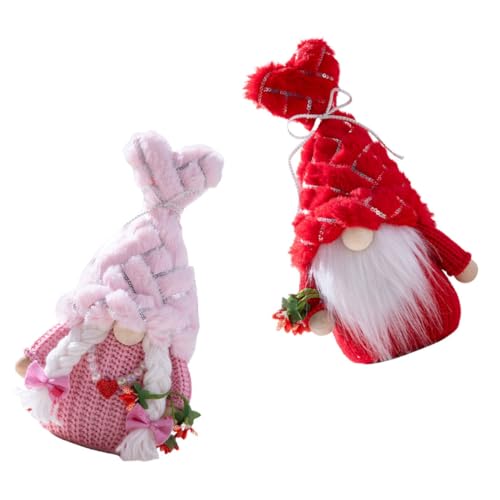 Vaguelly 2 Stück Valentinstag Gnomes Romantische Dekofiguren aus Plüsch für Stimmungsvolle Gestaltung für Valentinstag oder Jubiläumsfeiern Rot und Langlebig und Charmant von Vaguelly