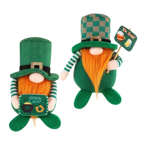 Vaguelly 2 Stück gesichtslose Puppe Dekorationen Zwerg Puppe Ornamente Mini Zwerge Plüsch puppenaugen st. Patricks Day Ornament Hauszwergpuppe Festival-Zwergpuppe Polyester von Vaguelly