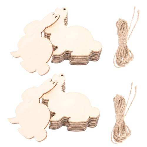 Vaguelly 20 Stück Hasenanhänger aus Holz Kaninchenausschnitt Hasen-Tags Schild Kaninchenhandwerk Hase ausgeschnitten holz zum bemalen osterhasen holz ostern ei Bambus Beige von Vaguelly