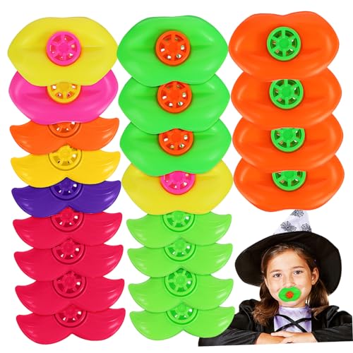 Vaguelly 20 Stück Lustiges Pfeifen-Bart-Lippen-Pfeifen- für Party Taschen toys Lustige Lippenpfeifen pfeifendes Kinderpfeife Plastik von Vaguelly