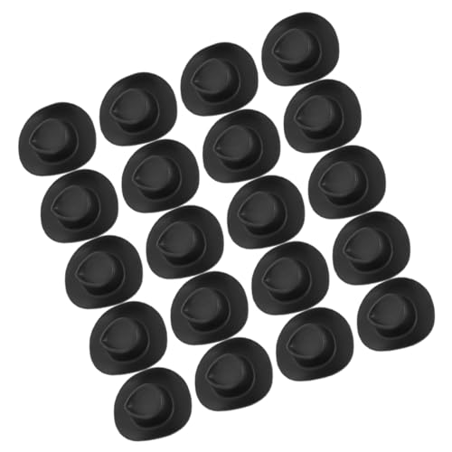 Vaguelly 20 Stück Mini-Cowboyhut Haar deko plastiktisch puppenhaus deko doll Accessories Puppenhüte klein Erwachsene winzig Miniaturhüte für Partys Mini-Cowgirl-Hüte für Getränke Black von Vaguelly