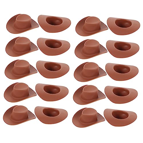Vaguelly 20 Stück Mini-Cowboyhut für kinderspielzeug kinderknallzeug plastikenten Puppenhut Puppenhüte Plastikhut Miniaturhüte zum Basteln Plastikhüte Miniaturhut Brown von Vaguelly