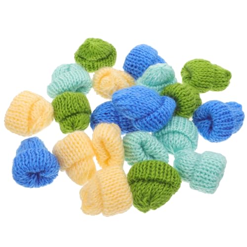 Vaguelly 20 Stück Mini-Strickmützen Mini-Zylinder Winzige Hüte Miniatur-Puppen Mini-Mütze Miniatur-Dekoration Mini-Strickmütze Mini-Mütze Dekor Häkelmütze Dekor Kleine Puppe von Vaguelly