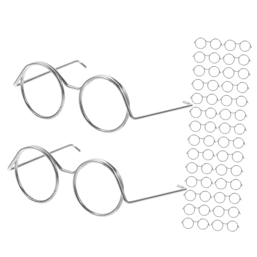 Vaguelly 20 Stück Minipuppenbrille metallrahmen Puppen Accessoires Puppenaccessoire klein Puppenhaus Miniatur Puppenbrillengestell modische Brillendekore Brille für Puppe Eisen Silver von Vaguelly