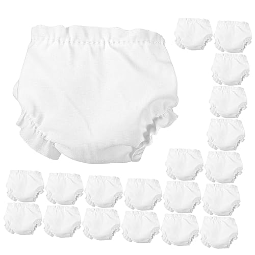 Vaguelly 20 Stück Puppenhöschen puppenkleidung Puppen Kleidung Puppen-Unterwäsche für doll Accessories Machen Miniatur Puppen-Foto-Requisiten Einfarbiger Puppen-Slip Stoff Weiß von Vaguelly