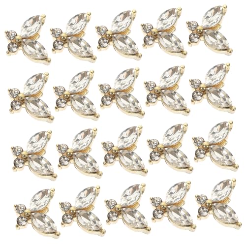 Vaguelly 20 Stück Teiliges Funkelndes Schmetterling Nail Charms Nail Art Schmuck Glänzend für Natürliche und Künstliche Nägel DIY Maniküre Zubehör für Frauen Weihnachten Party von Vaguelly