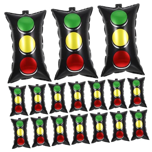 Vaguelly 20 Stück Teiliges Verkehrssignal Folienballon Rot-gelb-grün Ampelmotiven Aluminiumfolie Rennwagen Partydeko Verkehrssicherheitsballons für Geburtstag und Fahrzeug-mottoparty von Vaguelly