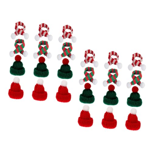 Vaguelly 24St Mini-Mütze Weihnachtsmützen Christbaumschmuck Ornament kleine Strickmützen zum Basteln weihnachtsflasche dekor Puppenhüte Daumen schmücken Kleiner Hut Wollmütze Schal Garn von Vaguelly
