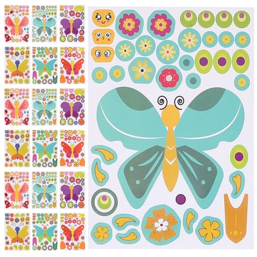 Vaguelly 27 Blatt DIY Schmetterlings Puzzle Sticker Set Kreative Aufkleber für Partys Einfach Anzuwenden für Dekoration und Bastelprojekte Sicher im Gebrauch von Vaguelly