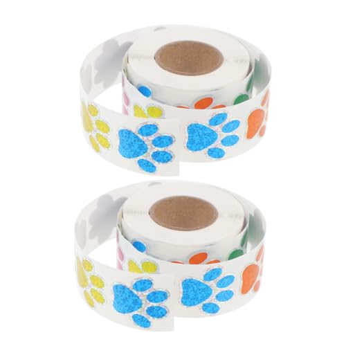 Vaguelly 2Rollen Bunte Hundepfotenaufkleber Selbstklebende Pfotenabdruck Sticker für DIY Projekte Glitzernde Wanddeko für Scrapbooking Auto und Partys À von Vaguelly