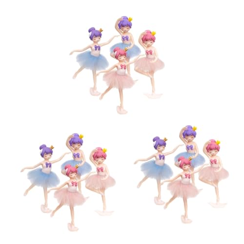 Vaguelly 3 Sätze Ballerina-mädchen Kuchen Geburtstag Statuendekoration Dessertdekoration Entenpuppenhaus Prinzessin Pastelldekoration Balletttänzerfiguren Cool Gänseblümchen Pvc 4 Stück * 3 von Vaguelly