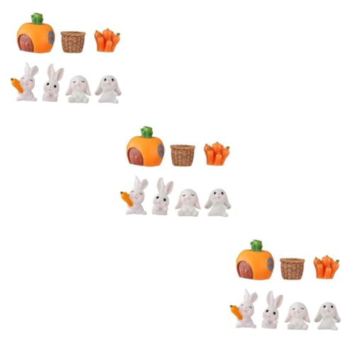 Vaguelly 3 Sets Auto Miniatur Bunny Figurine Mini Bunny Decor Party Supplies Dekorationen Für von Vaguelly