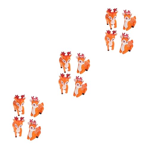 Vaguelly 3 Sätze Mikro-landschaftsverzierung Gnom Cartoon-miniatur-hirschfiguren Miniaturen Figuren Für Ornamente Desktop-tierdekor Hirsch Bausatz Reh Pvc 4 Stück * 3 von Vaguelly