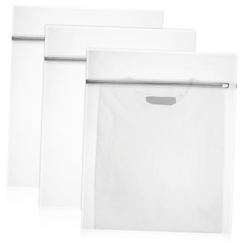 Vaguelly 3 Stück Feinmaschiger Wäschesack Wäschesäcke Waschsäcke aus Netzstoff Reisewäschesäcke für die Waschmaschine großer Netz-Wäschesack feine Netztasche Polyester Weiß von Vaguelly