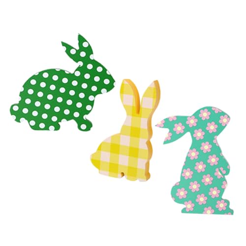 Vaguelly 3 Stück Hasenschmuck Aus Holz Entzückender Hase Aus Holz Osterhasen-ornamente Holzhasenausschnitte Zum Basteln Ostern Schmücken Ostervorräte 3d-holzhase von Vaguelly
