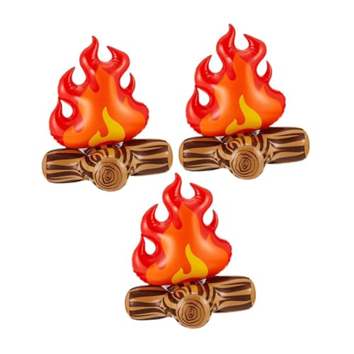 Vaguelly 3 Stück Teiliges Aufblasbares Feuer Modell Künstliches Campfire für Party Dekoration für Camping Innendekoration Einfache Handhabung Lagerung Lebensechte Flamme Rot von Vaguelly
