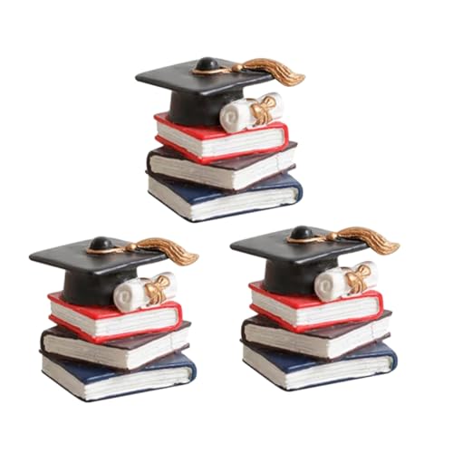 Vaguelly 3 Stück Teiliges Doktorhut Cake Topper mit Buchornamenten Stabile Graduation Cake Dekoration für Schulabschlussfeier Kreative Dessert Ornamente für Festliche Party von Vaguelly