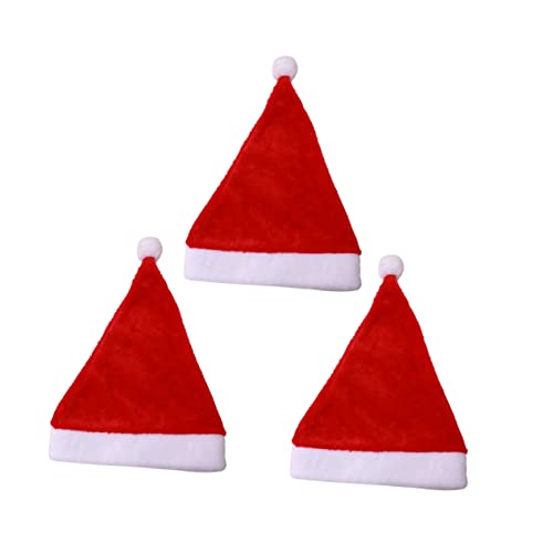 Vaguelly 3 Stück Teiliges Santa Claus Weihnachtsmützen aus Hochwertigem Kurzflor Plüsch Festliche Nikolausmütze für Weihnachtsfeiern Silvester und Karneval Weihnachtliches Kostümzubehör von Vaguelly