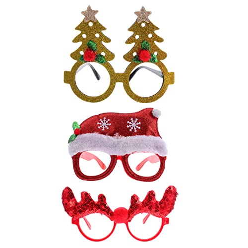 Vaguelly 3 Stück Teiliges Weihnachtsbrillen Bunte Partybrillen Kunststoffrahmen Festliche Dekoration für Erwachsene für Xmas Feier Zufällige Farbe Zufällige Farbe von Vaguelly