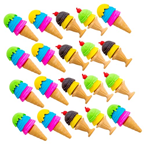 Vaguelly 30 Stück Cartoon Radiergummis Eistütenform Bunte Lustige Radierer für Schulmaterial und Zufällige Farben Sicher und Zuverlässig Zufällige Farbe von Vaguelly