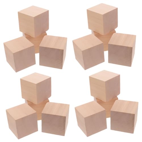 Vaguelly 30 Stück Holzbausteine für Würfel Diy Bauklötze aus Unbehandeltem Holz Lernspielzeug Kreativität und Hand Auge Koordination von Vaguelly