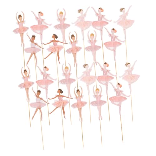 Vaguelly 36 Stück Kuchendekoration Dekorationen Für Ballerina-geburtstagsfeiern Cocktail-auswahl Valentinstag Kuchen Topper Cupcake-picks Für Mädchen Geburtstagskuchenverzierung Rosa Papier von Vaguelly