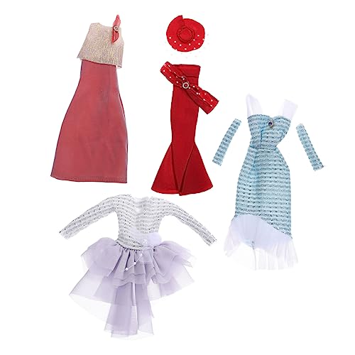 Vaguelly 4 Sätze Puppenkleidung Anzüge für Kinder Puppenkostüm Minipuppe Puppen Kleidung Puppen Klamotten Kleider Zubehör zum Ankleiden von Puppen Puppenabendkleid Lieferungen Plastik von Vaguelly