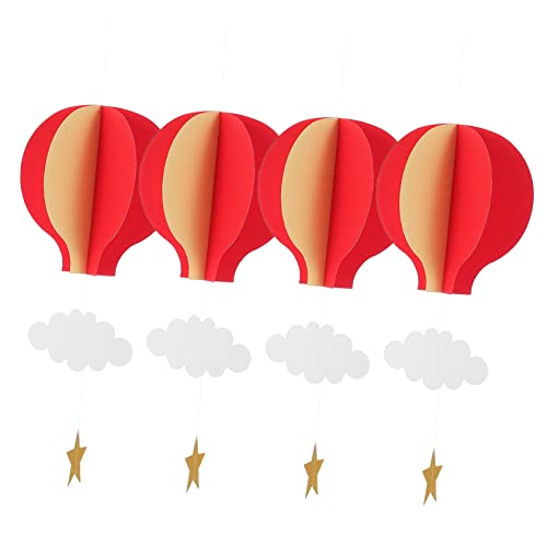 Vaguelly 4 Stück Bunte Heißluftballon Papier Hängedekorationen mit Wolken und Sternen für Partys und Feiern Hochwertige Papiermaterialien für Festliche Anlässe von Vaguelly
