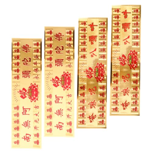 Vaguelly 4 Stück Chinesischer Stil Amulett Aufkleber für Glück und Schutz Sechswort Amulett für Zuhause Büro Auto Leicht und Tragbar Segensbringer von Vaguelly