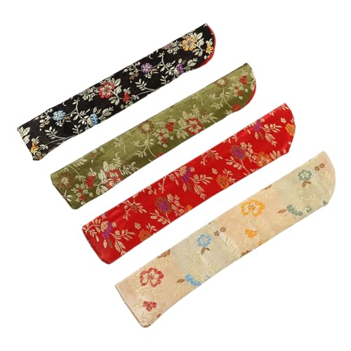 Vaguelly 4 Stück Japanische Faltfächer Hülle Handfächer Tasche Traditionellem Muster Faltbare Handventilator Schutzhülle für Hochzeit Party und Praktische Fächer Aufbewahrung von Vaguelly