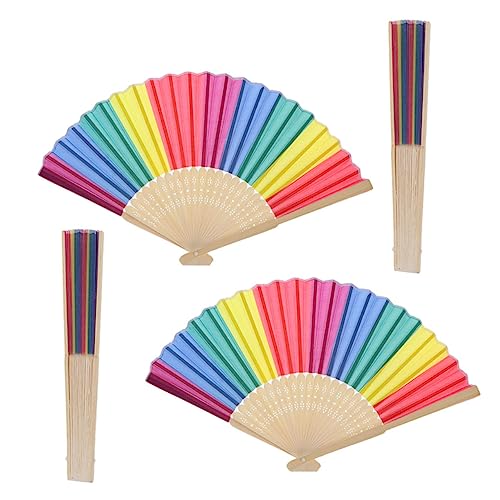 Vaguelly 4 Stück Klappfächer aus Bunte Fächer für Tanz und Dekoration Antiker Stil Kunstwerke für Zuhause Geschenkidee für Familie und Freunde von Vaguelly