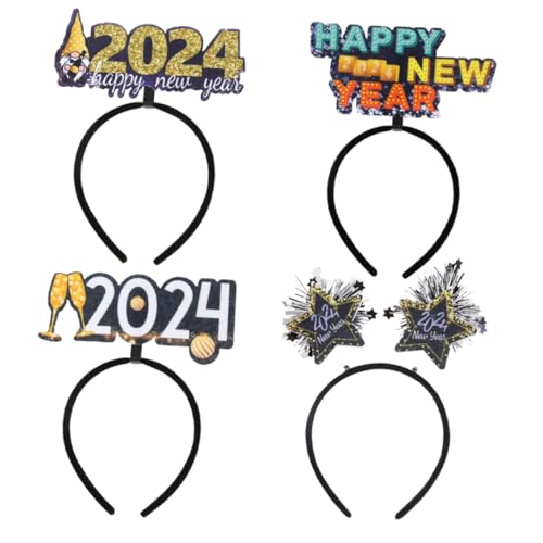 Vaguelly 4 Stück Neujahrs-haarreif Bunte Silvester Party Stirnbänder Leicht Sicher Damen Herren Haarschmuck Festlich für Frühlingsfest Dekoration Foto Requisiten von Vaguelly