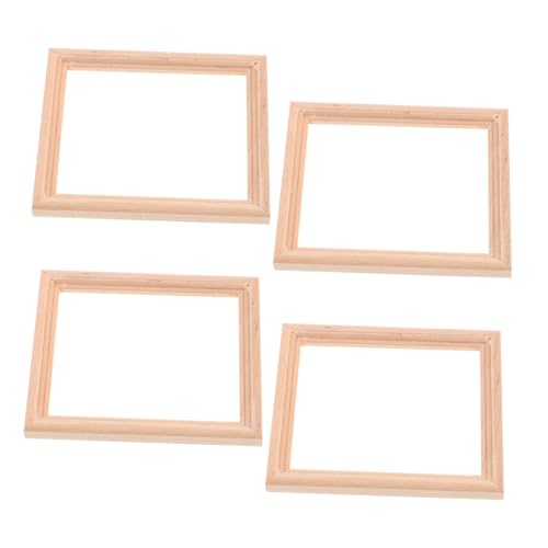Vaguelly 4 Stück Puppenhausregal Mini-puppenhausrahmen Küchenzubehör Für Puppenstuben Mini-fotorahmen-Modell Miniatur-puppenstubenmöbel Und Zubehör Mini-bilderrahmen Hölzern Khaki von Vaguelly
