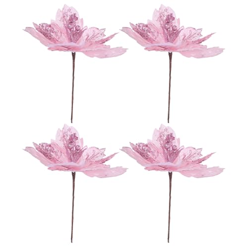 Vaguelly 4 Stück Rosa Weihnachtssterne: Kunstblumen aus Seide mit Glitzer – Weihnachtsbaumschmuck und Tischdekoration – Wiederverwendbares Arrangement aus Kunstblüten Vaguelly 4 Stück Rosa Weihnachtssterne: Kunstblumen aus Seide mit Glitzer – Weihnachtsbaumschmuck und Tischdekoration – Wiederverwendbares Arrangement aus Kunstblüten von Vaguelly