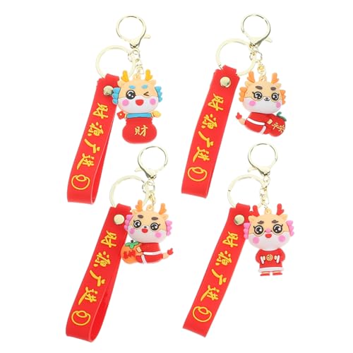 Vaguelly 4 Stück Teiliges Chinesischer Drache Schlüsselanhänger aus Robustem Silikon Langlebiger Taschenanhänger für Neujahr Stilvolles Feng-shui Accessoire als Geschenk für Freunde von Vaguelly
