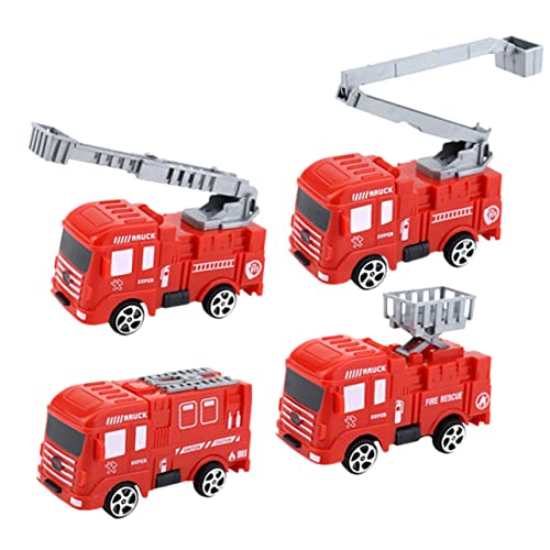 Vaguelly 4 Stück Teiliges Feuerwehr Truck Modell Kuchendekoration für Kindergeburtstag Party Deko Sicher und Praktisch für Torten und Kreative Feiern von Vaguelly