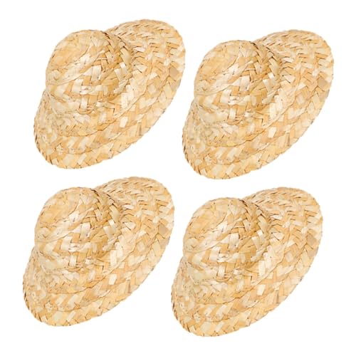 Vaguelly 4 Stück Teiliges Mini Strohhut Handgewebte Kleine Hüte Kreative DIY Deko für Puppen Foto Requisiten und Bastelprojekte Hautfreundlich und Langlebig für Geburtstags und Vaguelly 4 Stück Teiliges Mini Strohhut Handgewebte Kleine Hüte Kreative DIY Deko für Puppen Foto Requisiten und Bastelprojekte Hautfreundlich und Langlebig für Geburtstags und von Vaguelly