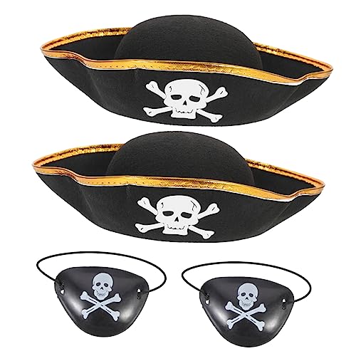 Vaguelly 4 Stück Teiliges Piratenhut mit Goldumrandeten und Augenklappen Kostümzubehör für Erwachsene für Halloween Fasching Piratenpartys und Bühnenauftritte Vaguelly 4 Stück Teiliges Piratenhut mit Goldumrandeten und Augenklappen Kostümzubehör für Erwachsene für Halloween Fasching Piratenpartys und Bühnenauftritte von Vaguelly