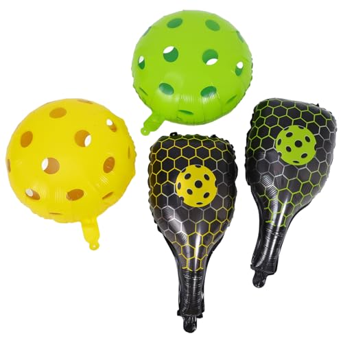 Vaguelly 4 Stück Teiliges Set Racket Balloons für Sportfeiern Cartoon Ballons für Geburtstagsfeiern Outdoor Events Einfache Handhabung und Wiederverwendbarkeit Bunte Aluminiumfolie Ballons von Vaguelly
