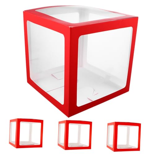 Vaguelly 4 Stück Teiliges Transparente Ballonboxen Quadratische Luftballon-dekoboxen für Hochzeit Geburtstag Babyparty Vielseitige Partydeko Geschenkbox von Vaguelly