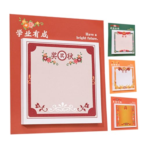 Vaguelly 4 Stück Zertifikat Und Notiz Thanksgiving Cartoon Belohnung Kind Herbst Motivationspreis Klassenzimmer Thema Inspirierender Notizblock Für Farbe Süßes Haftpapier von Vaguelly