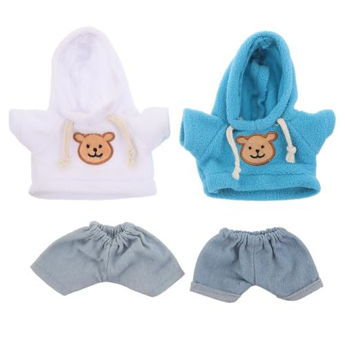 Vaguelly 4-teilige Plüschbär-Kleidung: Kapuzenpullover und Jeanshose für 20 cm große Kuscheltiere – Gestalten Sie Ihre eigene Bärenkleidung – Outfit für ausgestopfte Puppen – Puppen-Verkleidung von Vaguelly