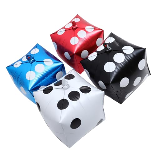 Vaguelly 4Stücke Aufblasbare Würfelballons aus Aluminiumfolie Farbenfrohe Würfelform für Themenpartys Geburtstagsfeiern von Vaguelly