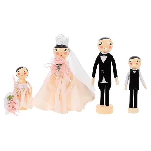 Vaguelly 4Stücke Mini Holzstatue Set Teilig Stilvolle Hochzeitsfiguren Für Valentinstag Jubiläen Und Holzpuppen Champagnerfarbe von Vaguelly