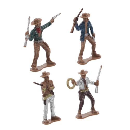 Vaguelly 4Stücke Teiliges Cowboy Modellset für Western Sammler Cowboy Figuren Tischdekoration und Partyzubehör Handgefertigte Western Dekoration von Vaguelly